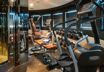 Fully equipped gym on superyacht RARITY