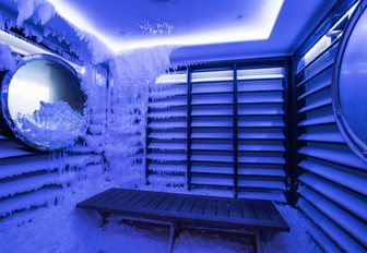 Steam room with round mirrors onboard superyacht charter SOPHIA