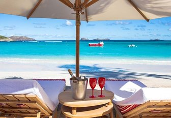 Beach club at hotel in St Barths