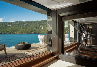 drop-down terrace on the lower deck of superyacht KISMET 