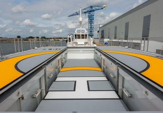 certified helipad on the aft deck of charter yacht Game Changer 