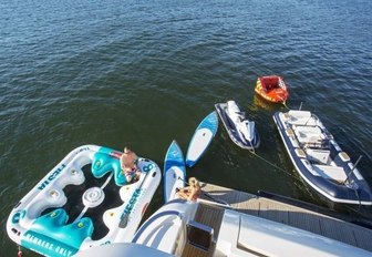 amazing selection of water toys aboard luxury yacht Alandrea