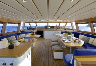 main salon on sailing superyacht 