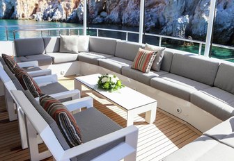 alfresco lounge area on the main deck aft of motor yacht G3