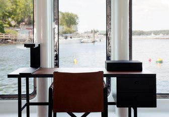 desk in the master suite aboard luxury yacht RH3 