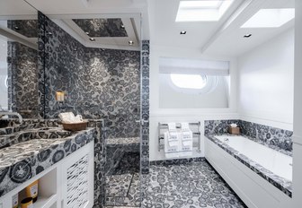 Marble effect en-suite on explorer yacht 'Blue II'