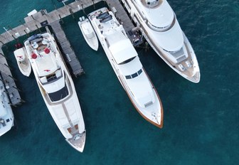 aerial image of yachts at bahamas charter show