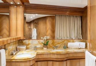 Charter yacht LADY G II ensuite with marble sink unit