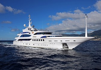 charter yacht 'Mine Games' attending the Palm Beach Boat Show 2018