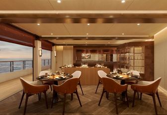 Superyacht charter REV OCEAN interior seating arrangement