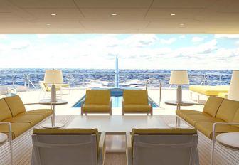 Aft deck of superyacht AQUARIUS with pool and seating