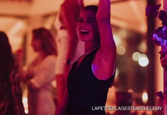 Female charter guest dancing