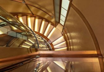 staircase on board motor yacht Man Of Steel