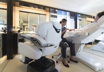 guests gets a manicure in the beauty salon aboard luxury yacht NAUTILUS 