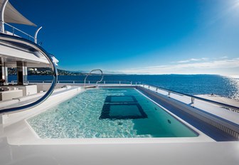 Pool on aft deck aboard superyacht Cloud 9 