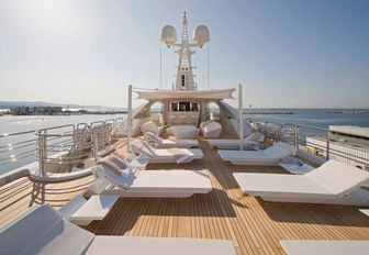 superyacht top deck lounge area on luxury yacht