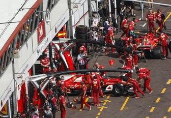 a pit stop at the Monaco Grand Prix on the streets of Monte Carlo