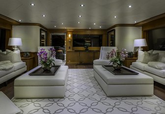 Elegant seating and tables on superyacht M3