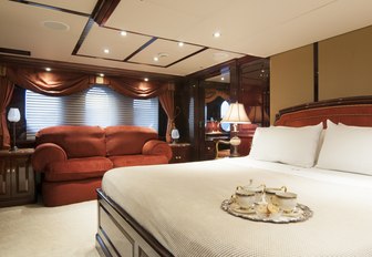 The master cabin featured on board luxury yacht 'Ionian Princess'