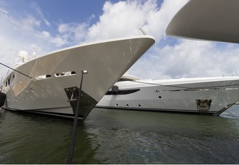 superyachts line up for the Palm Beach Boat Show 2017