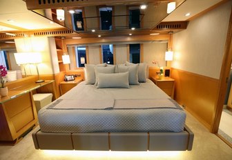 The guest accommodation offered on board the IAG superyacht SERENITY