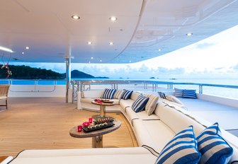 comfortable seating on aft deck of luxury yacht TITANIA 