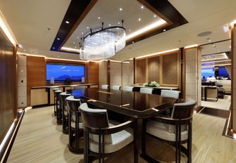 interior dining area aboard motor yacht FORMOSA 