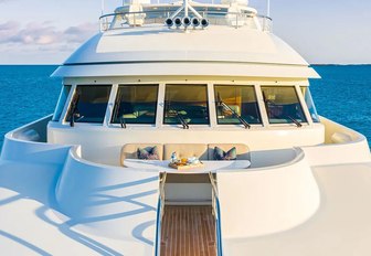 luxury yacht foredeck with seating area