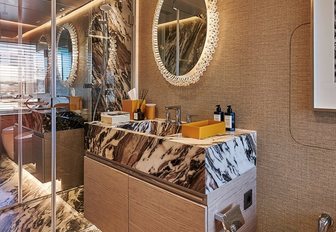 Super yacht charter ONE ZERO en suite marble basin