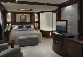 A guest cabin featured on board superyacht Lauren L