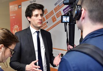 MIPIM attendee being interviewed on camera