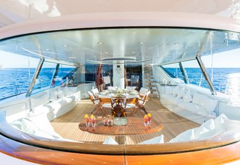 undercover dining area on board superyacht Q