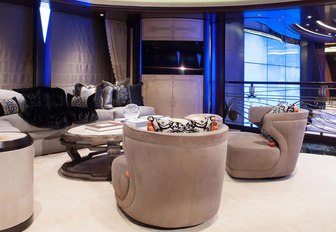 intimate seating area in monochrome Art Deco styling on board luxury yacht KISMET 