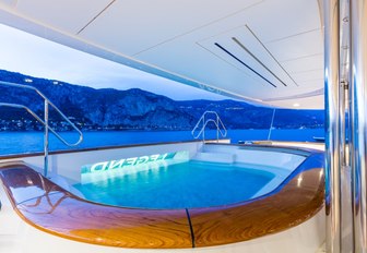 A view of the Jacuzzi fixed to the aft of luxury yacht LEGEND