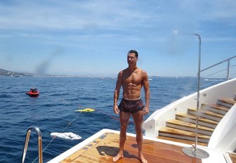 Football legend Cristiano Ronaldo on yacht