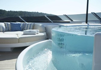 A close-up image of the Jacuzzi situated on the sundeck of superyacht SYMPHONY