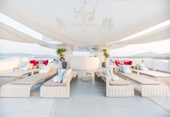 seating area and bar on the sundeck of charter yacht SALUZI