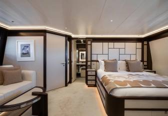 Super yacht charter AURA master cabin overview