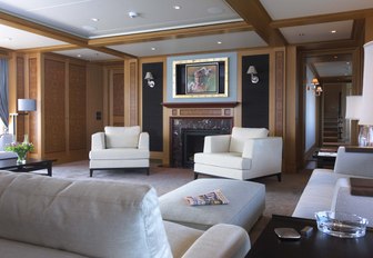 the stylish and classic lounge inside charter yacht iutpoia