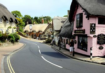 pink houses in the streets of cowes, on the isle of wight