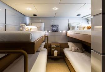 Charter yacht PANDION guest cabin with twin bunk berths