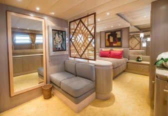 sophisticated master suite aboard charter yacht Cheetah Moon