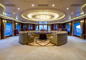 Interior seating area onboard charter yacht BLACK PEARL