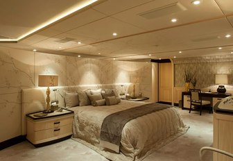 Light and airy cabin on superyacht Sea Rhapsody