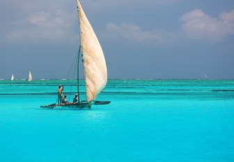 Arabian dhow off the coast of thanda island