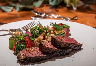 Superyacht entree on white plate
