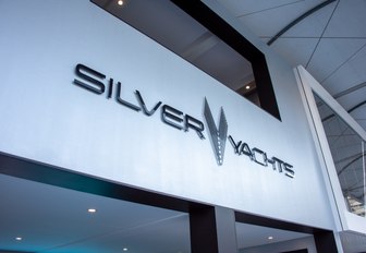 Silver yachts stand at the MYS 2021