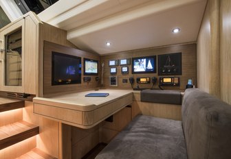 seating area in the helm aboard sailing yacht FIREBIRD