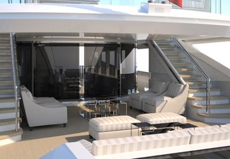 Comfortable seating area on deck of superyacht Philmi