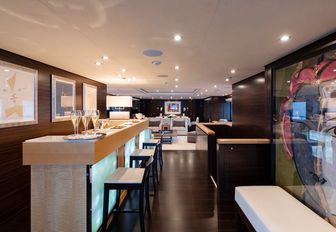 Skylounge bar on board charter yacht REVELRY